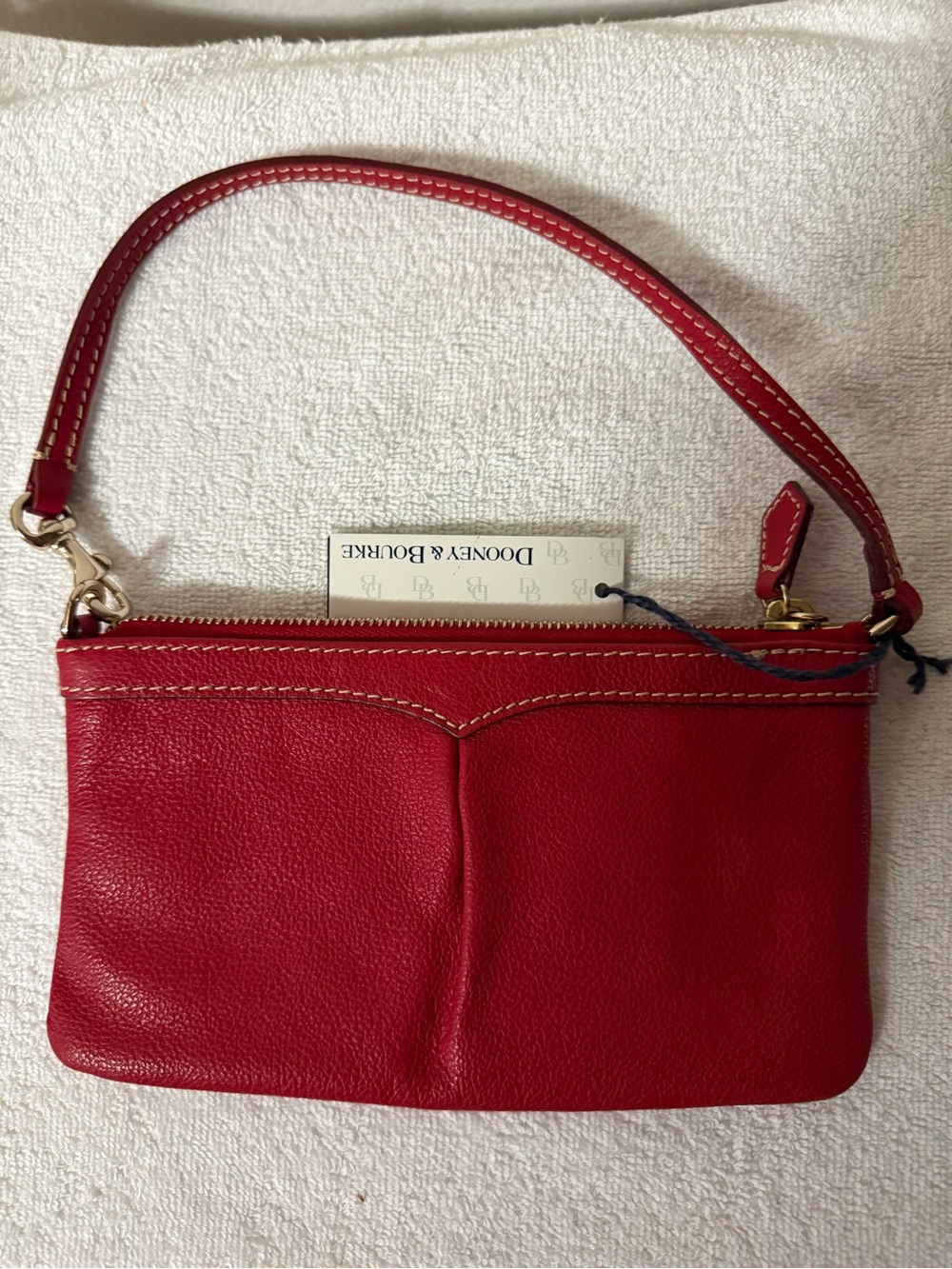 Dooney & Bourke Red Leather Wristlet Clutch with Strap